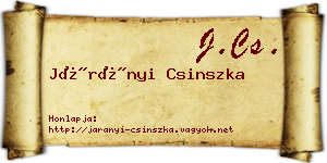 Járányi Csinszka névjegykártya